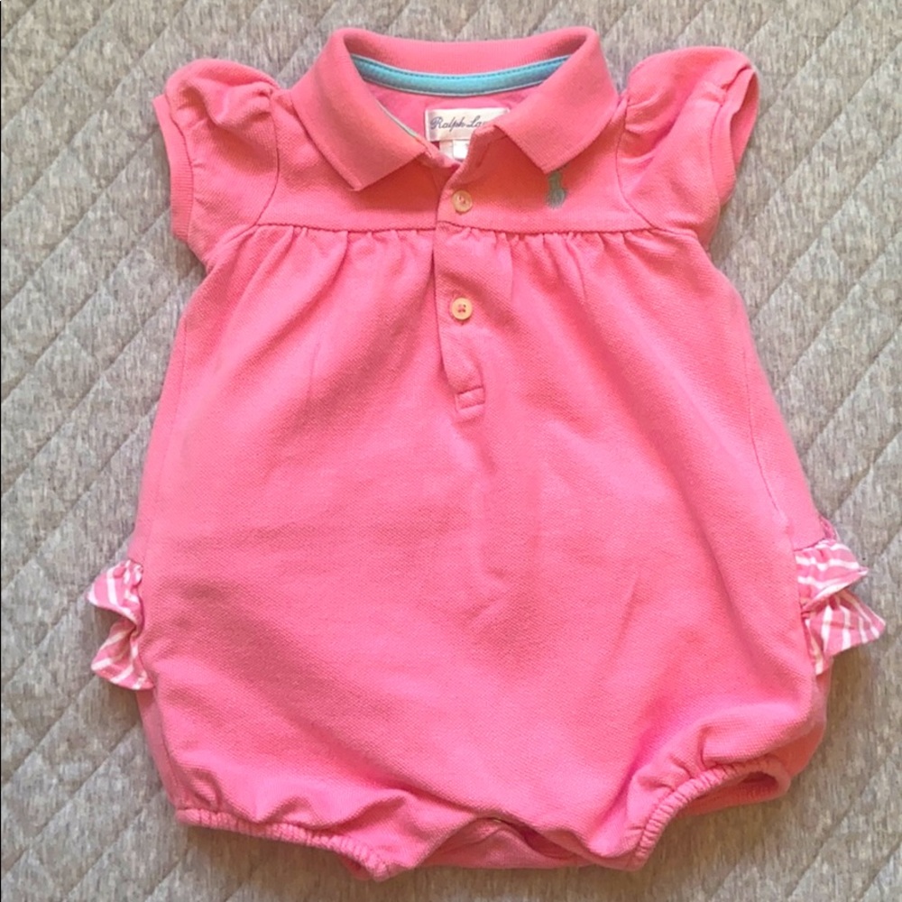 Ralph Lauren Pink Ruffle Butt Bubble One Piece 3m